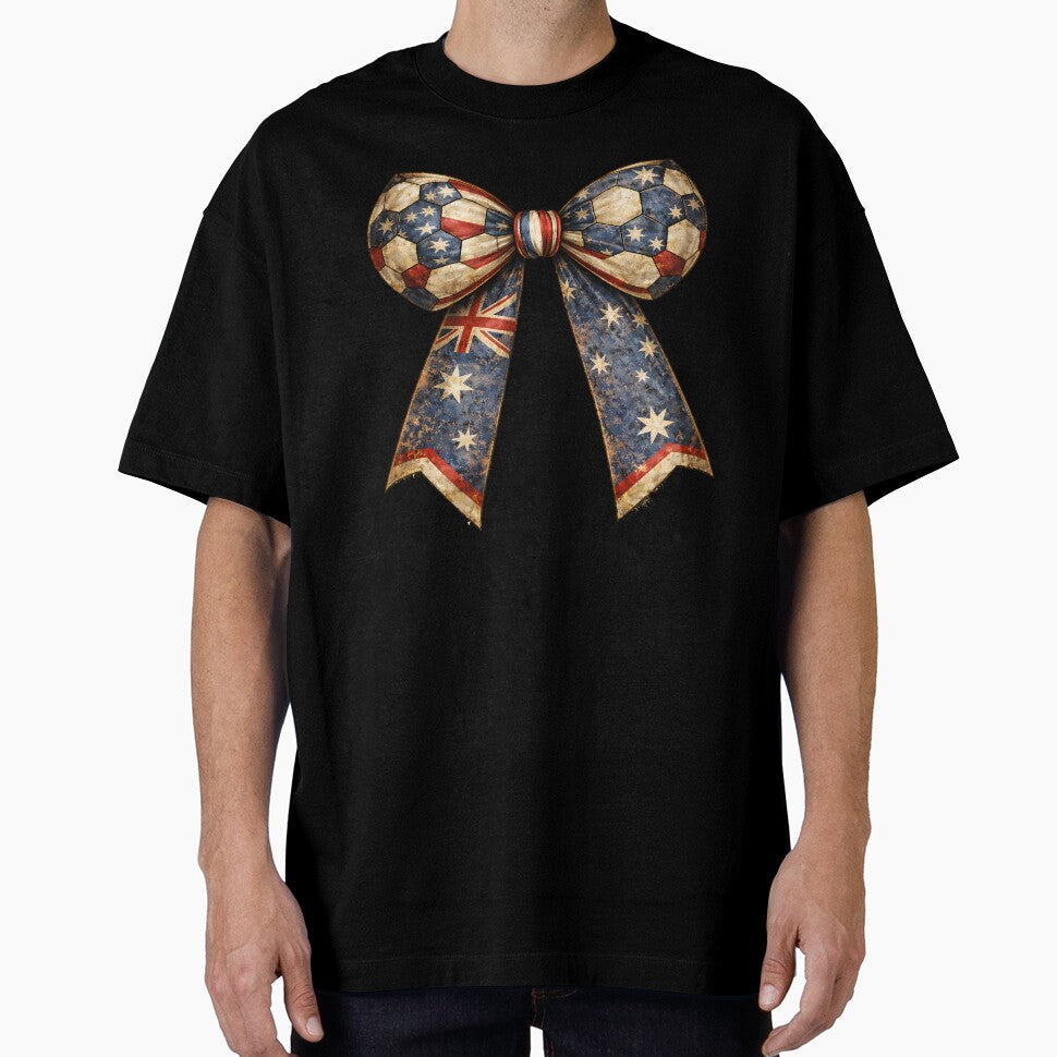 Australia Patriotic Coquette Soccer Bow Vintage Ribbon  Football Fan Country Pride by MuniraWearify - T-Shirt, Sweatshirt, Hoodie