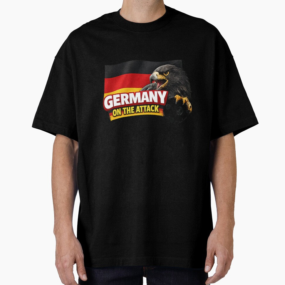Germany On The Attack Eagle Football Fan Design by OfficeFighter Unisex T-shirt, Sweatshirt, Hoodie, Long Sleeve Tee - T-Shirt, Sweatshirt, Hoodie