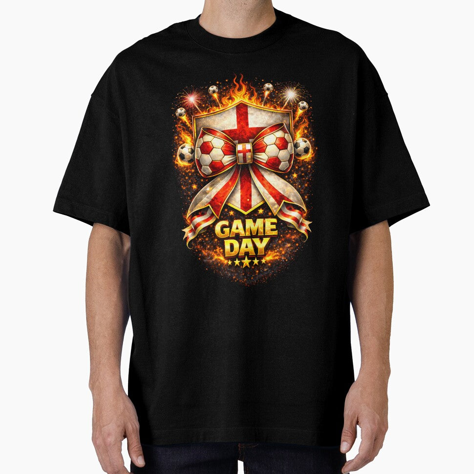 England Soccer Bow Game Day Flaming Crest Graphic by MuniraWearify Unisex T-shirt, Sweatshirt, Hoodie, Long Sleeve Tee - T-Shirt, Sweatshirt, Hoodie