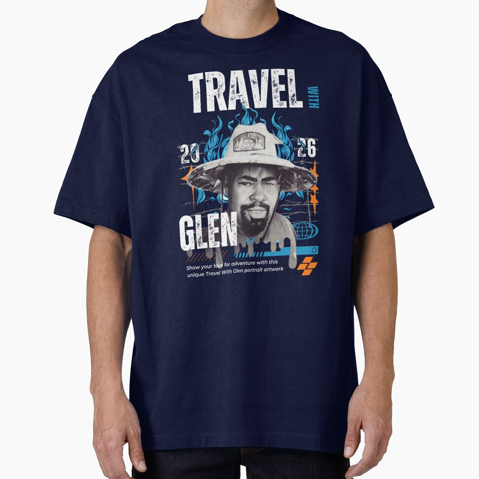Travel With Glen V3 Blue trn-bg  Signature Travel Portrait Art | Adventure, Explorer & World Traveler Design by buycostarica - T-Shirt, Sweatshirt, Hoodie