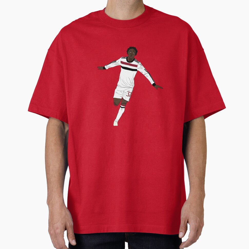Kobbie Mainoo Goal Celebration Minimalist by Hevding Unisex T-shirt, Sweatshirt, Hoodie, Long Sleeve Tee - T-Shirt, Sweatshirt, Hoodie