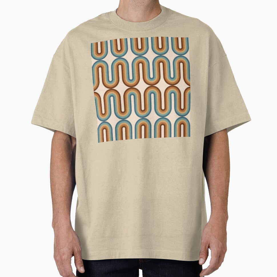 Retro Mid Century Modern - Blue, beige and chocolate brown by JMgraphic Unisex T-shirt, Sweatshirt, Hoodie, Long Sleeve Tee - T-Shirt, Sweatshirt, Hoodie