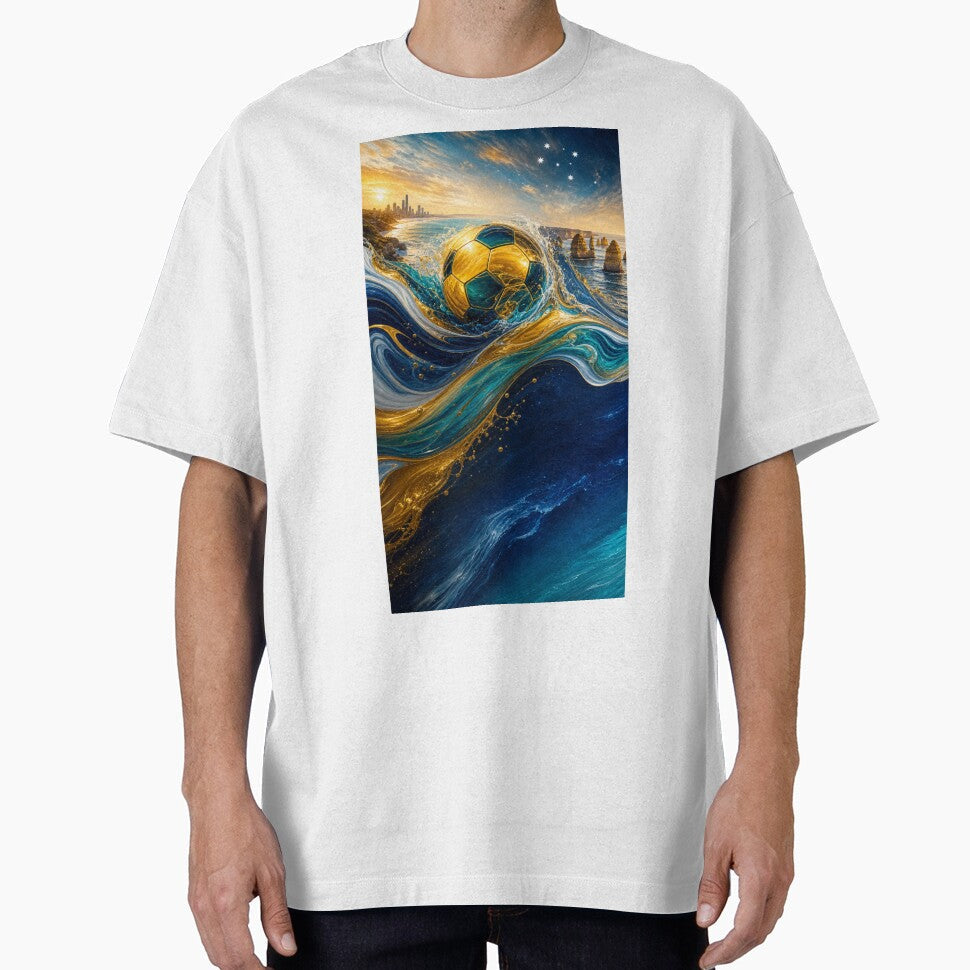 Ocean Waves Australia Soccer Fan Art | Illustration | 2026 Soccer Tournament by BrickByDream - T-Shirt, Sweatshirt, Hoodie