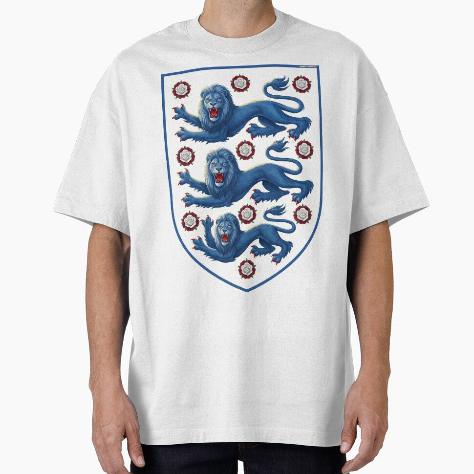 England Blue Lions & Roses Football Fan Heraldry by jimmy-digital Unisex T-shirt, Sweatshirt, Hoodie, Long Sleeve Tee - T-Shirt, Sweatshirt, Hoodie