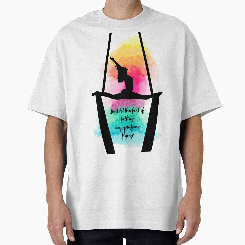 Aerial Silks 'Fear of Falling' Quote Rainbow by PoleLife Unisex T-shirt, Sweatshirt, Hoodie, Long Sleeve Tee - T-Shirt, Sweatshirt, Hoodie
