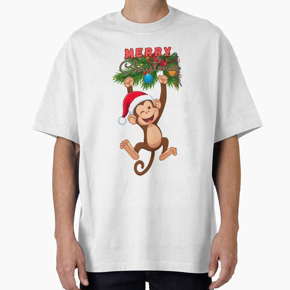 Hanging Monkey for Christmas by bubblevixen Unisex T-shirt, Sweatshirt, Hoodie, Long Sleeve Tee - T-Shirt, Sweatshirt, Hoodie
