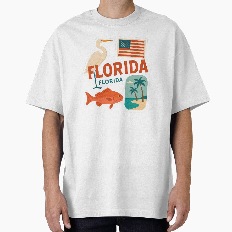 Florida Travel Sticker Art Design, Travel Art by SusannesArtShop Unisex T-shirt, Sweatshirt, Hoodie, Long Sleeve Tee - T-Shirt, Sweatshirt, Hoodie