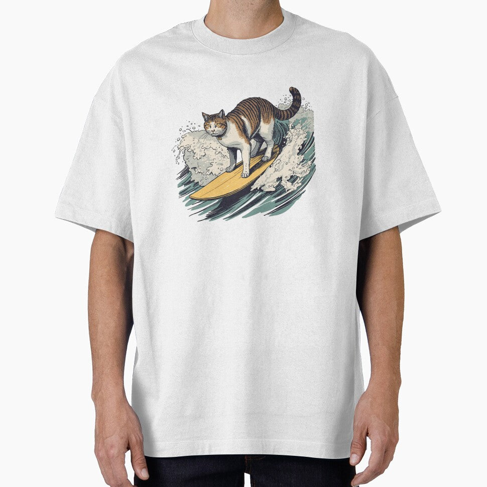 Vintage Surfing Cat by SOUFIANE1991 Unisex T-shirt, Sweatshirt, Hoodie, Long Sleeve Tee - T-Shirt, Sweatshirt, Hoodie