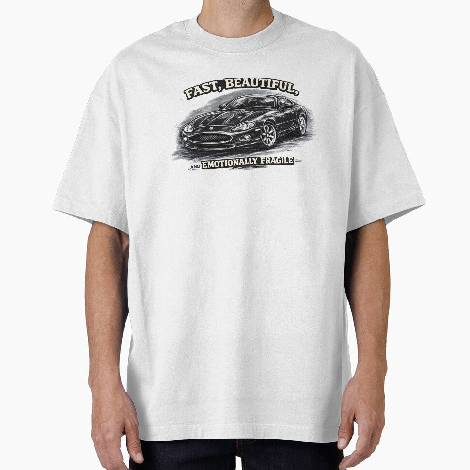 Fast, Beautiful, and Emotionally Fragile  Jaguar XKR Chalk Art by ColinsCars Unisex T-shirt, Sweatshirt, Hoodie, Long Sleeve Tee - T-Shirt, Sweatshirt, Hoodie