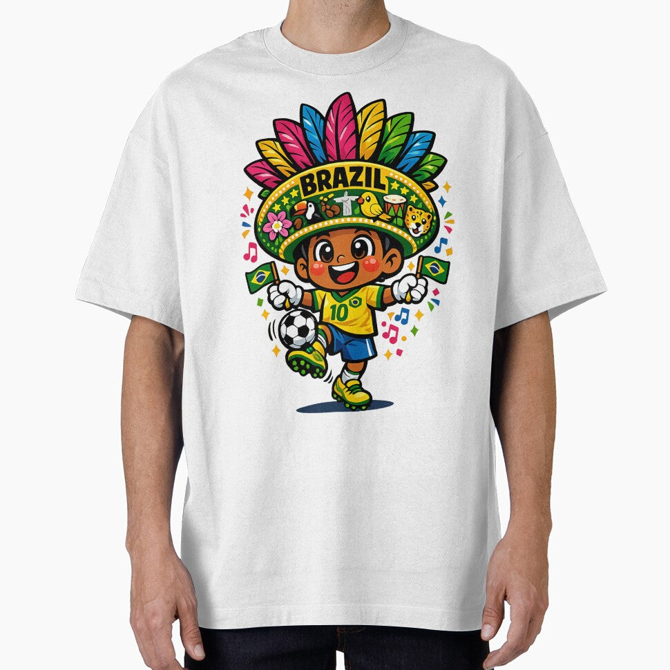 Brazil Football Soccer Mascot | Carnival football tournament Fan Art 2026 by Youngkev-arts - T-Shirt, Sweatshirt, Hoodie