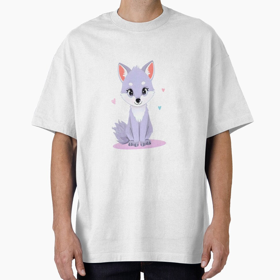 Pastel Kawaii Purple Fox  Cute Aesthetic Animal Illustration by Kavya Art Unisex T-shirt, Sweatshirt, Hoodie, Long Sleeve Tee - T-Shirt, Sweatshirt, Hoodie