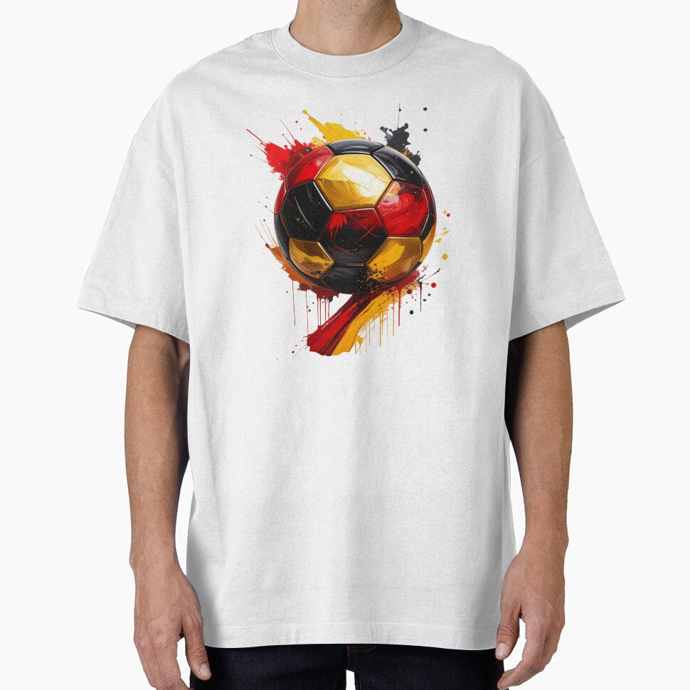 Football in black, red, and gold paint splatters, Germany by LiskoDesign Unisex T-shirt, Sweatshirt, Hoodie, Long Sleeve Tee - T-Shirt, Sweatshirt, Hoodie