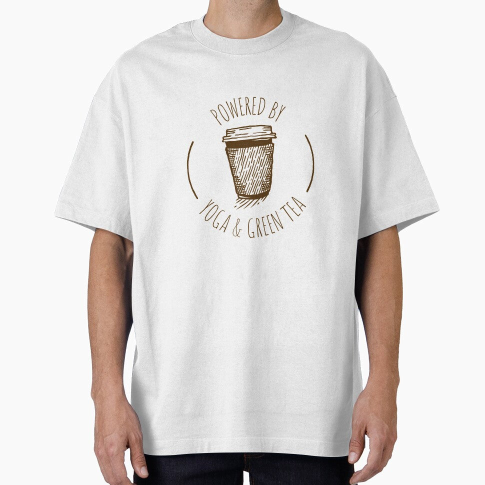 Powered By Yoga and Green Tea by RiseandShineTee Unisex T-shirt, Sweatshirt, Hoodie, Long Sleeve Tee - T-Shirt, Sweatshirt, Hoodie