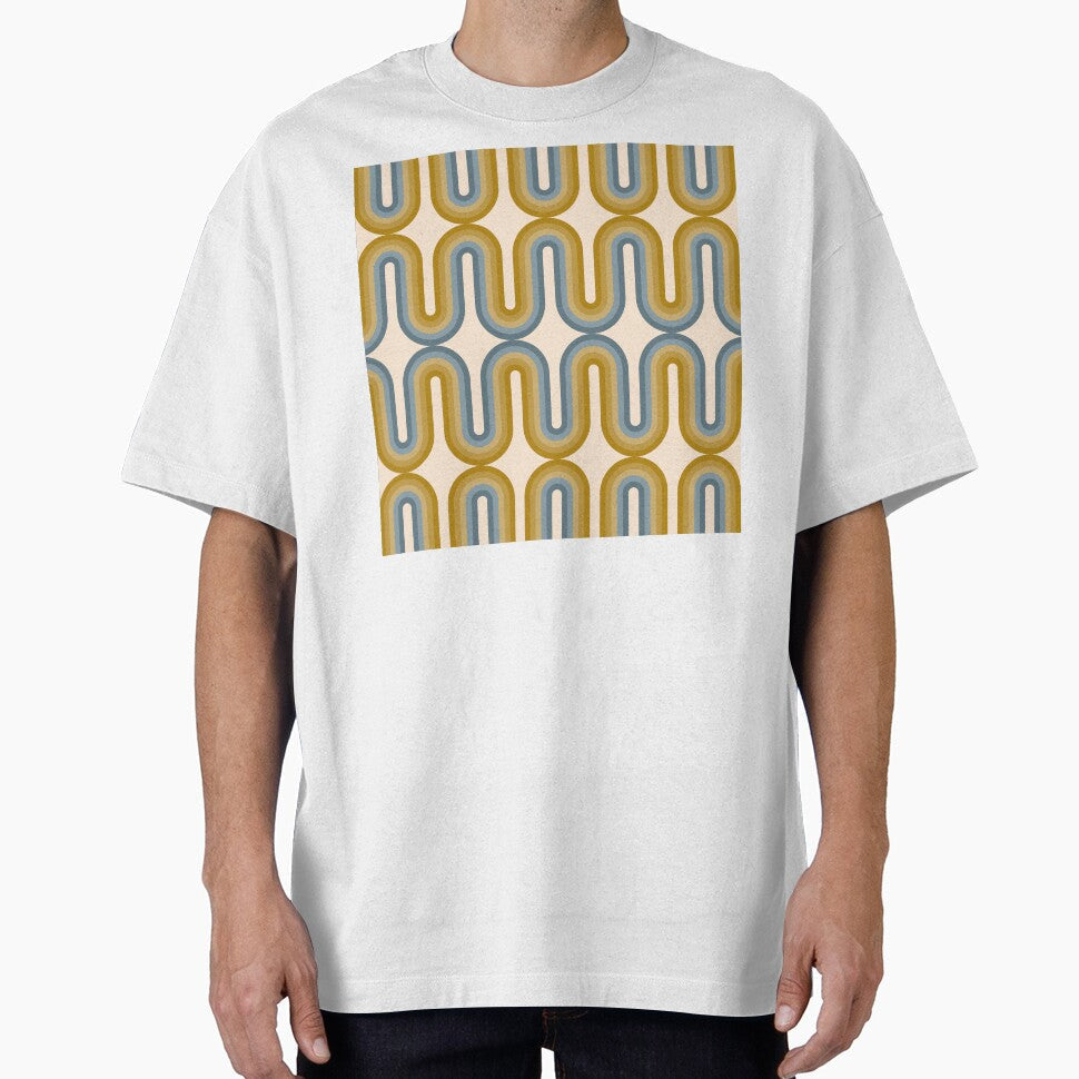 Retro Mid Century Modern - Mustard Gold and Dusty Blue by JMgraphic Unisex T-shirt, Sweatshirt, Hoodie, Long Sleeve Tee - T-Shirt, Sweatshirt, Hoodie