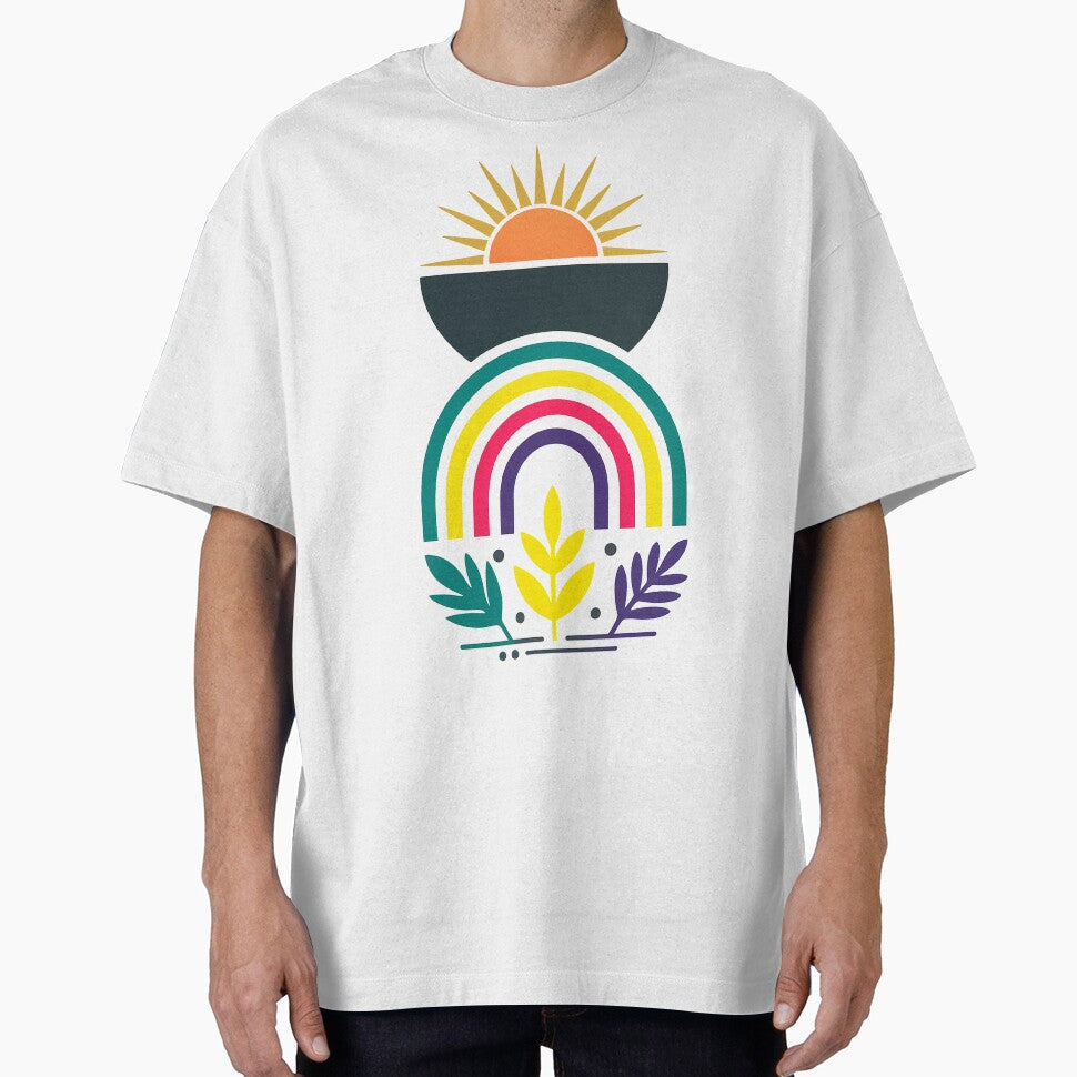 Boho Rainbow - Bohemian - Sun - Bold Design - Colourful - Nature by Deas Creations Unisex T-shirt, Sweatshirt, Hoodie, Long Sleeve Tee - T-Shirt, Sweatshirt, Hoodie
