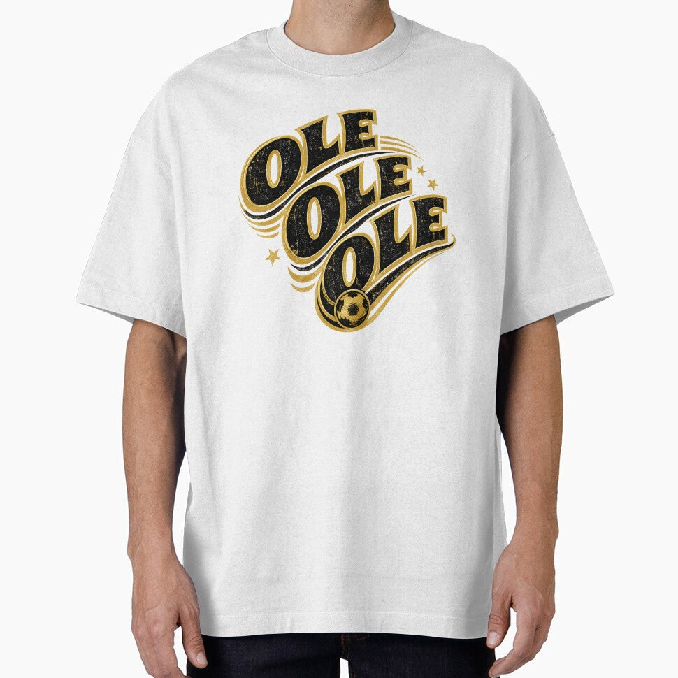 Ole Ole Ole Gold Black Soccer Typography  Bold Football Celebration Chant Art | Soccer Fan Gift by irfanshikh - T-Shirt, Sweatshirt, Hoodie