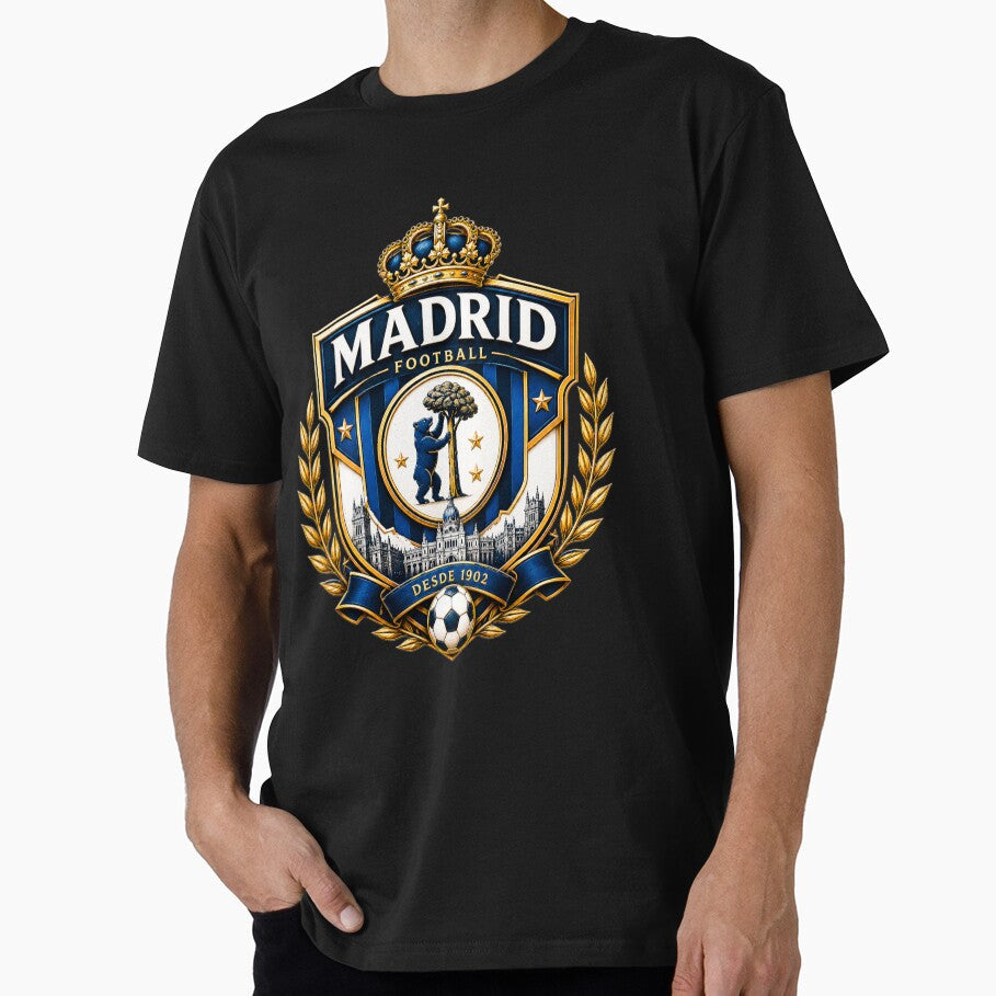 Madrid Football Crest Logo | City Pride Soccer Fan Emblem | Bear and Tree Heritage Design by TKOprintdesigns - T-Shirt, Sweatshirt, Hoodie