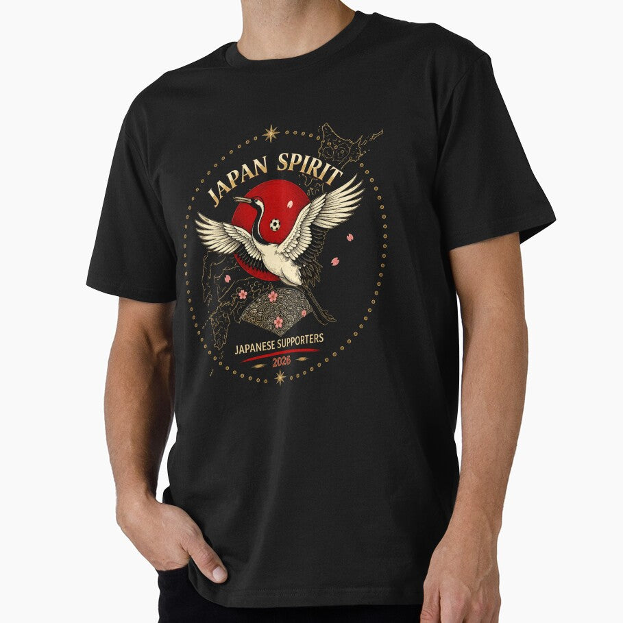 Japan Spirit Crane Football Supporters 2026 Shirt | Japanese Soccer Fan Tee by Inner Flame Studio - T-Shirt, Sweatshirt, Hoodie