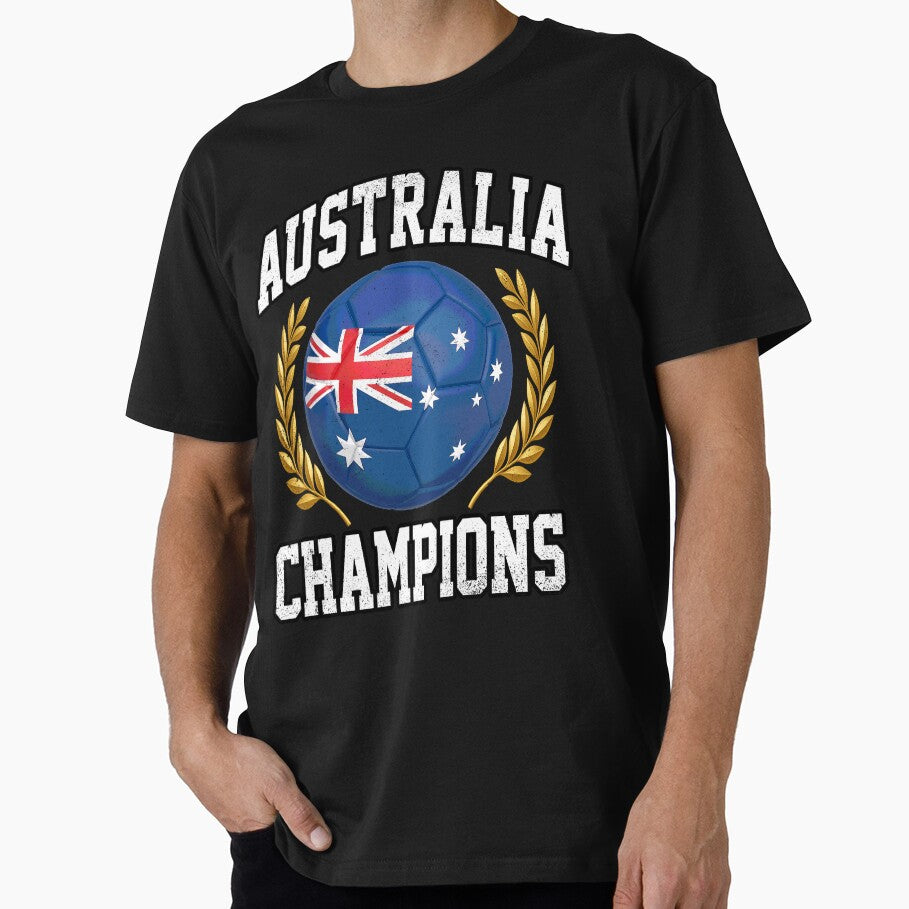 SOCCER BALL FLAG CHAMPIONS - AUSTRALIA - Fans and Teams for Men and Women T-shirt by wallsandpatts - T-Shirt, Sweatshirt, Hoodie