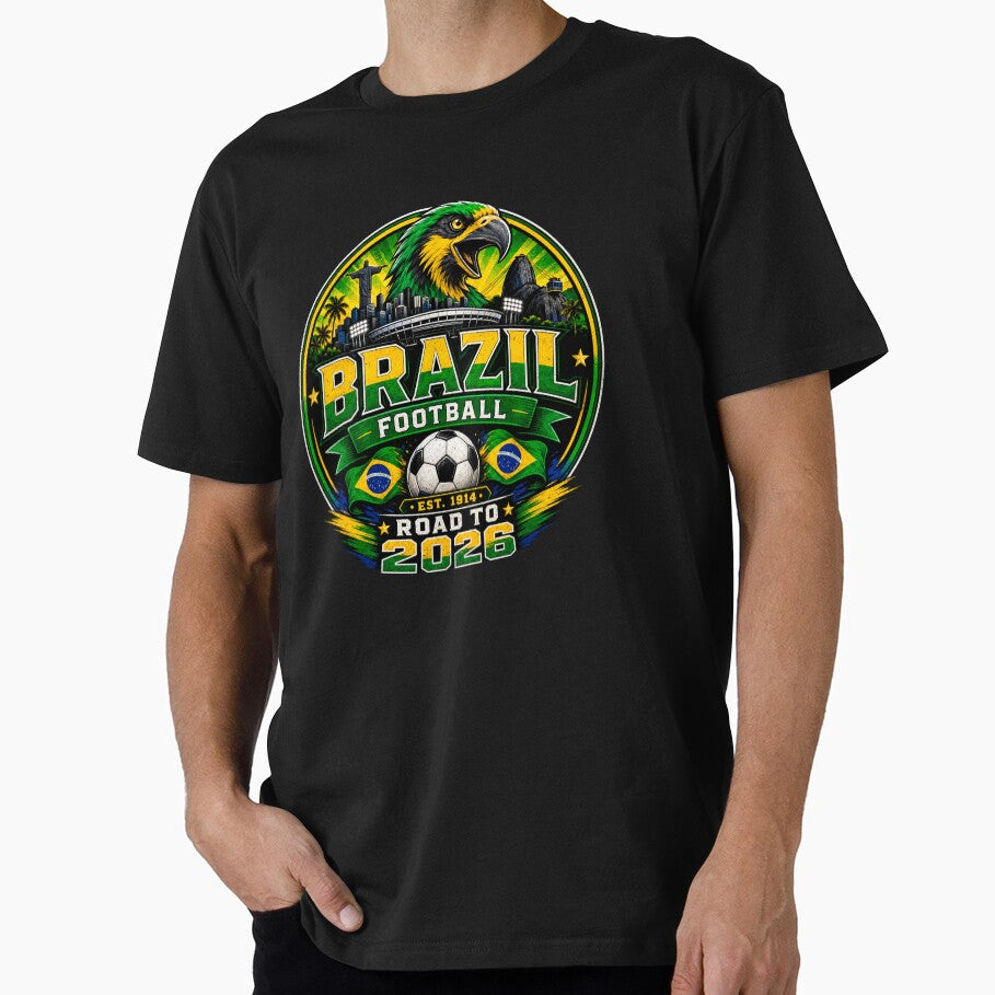 Brazil Football Badge Logo  Hardcore Fan Soccer Crest Shirt by TKOprintdesigns Unisex T-shirt, Sweatshirt, Hoodie, Long Sleeve Tee - T-Shirt, Sweatshirt, Hoodie