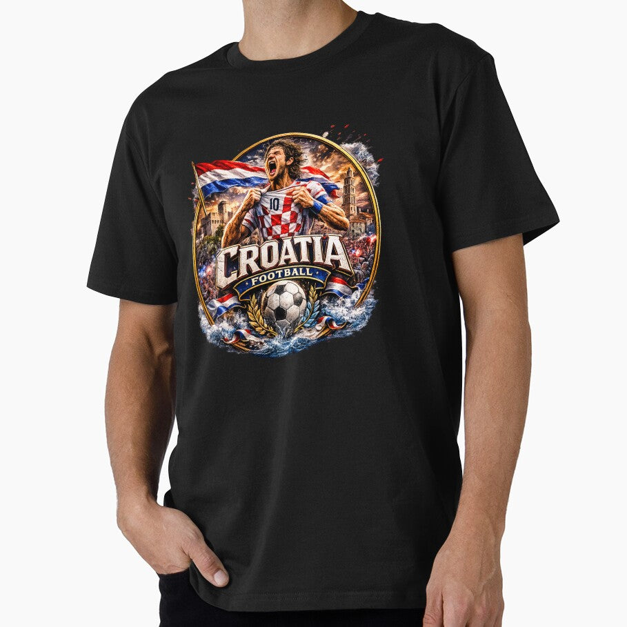 Croatia Football Badge Logo  Hardcore Soccer Fan Crest by TKOprintdesigns Unisex T-shirt, Sweatshirt, Hoodie, Long Sleeve Tee - T-Shirt, Sweatshirt, Hoodie