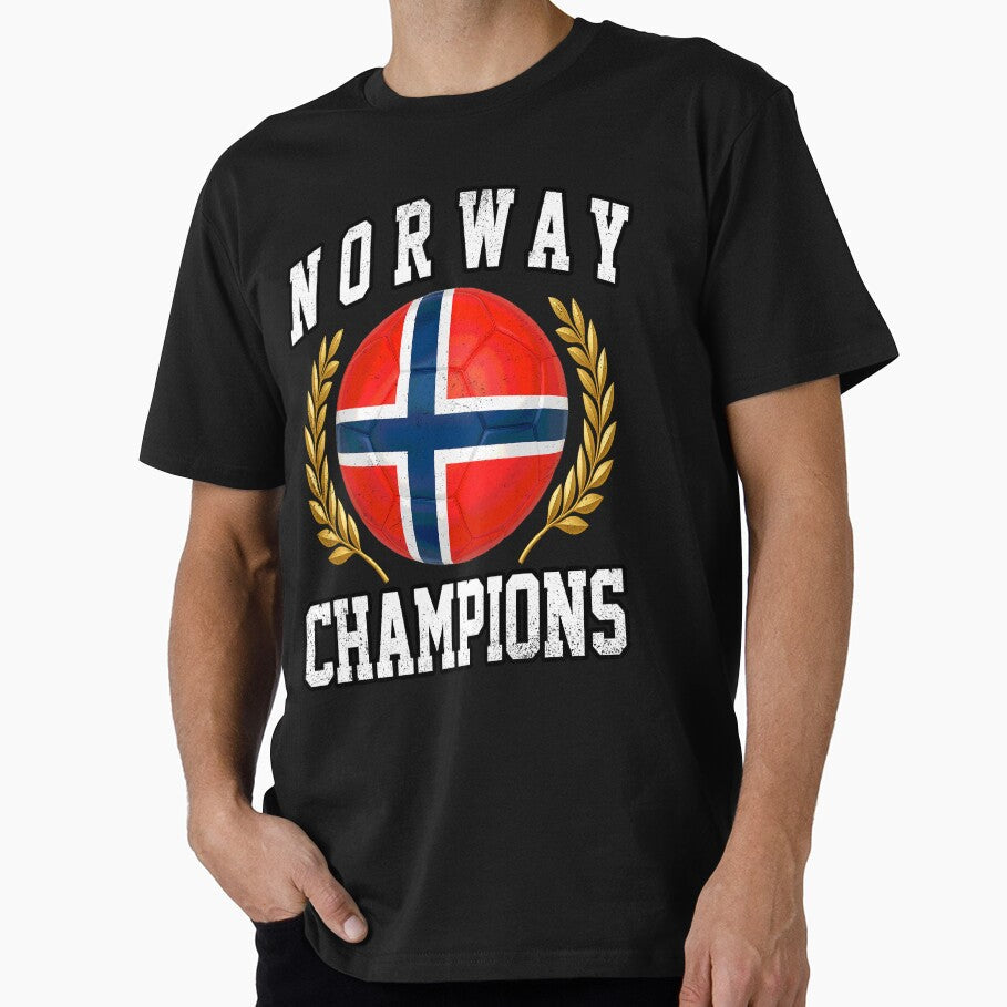 SOCCER BALL FLAG CHAMPIONS - NORWAY - Fans and Teams for Men and Women T-shirt by wallsandpatts - T-Shirt, Sweatshirt, Hoodie