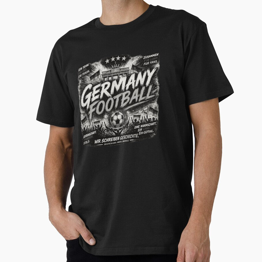Germany Football Black White Typography Design | Modern Soccer Supporter Graphic by TKOprintdesigns - T-Shirt, Sweatshirt, Hoodie