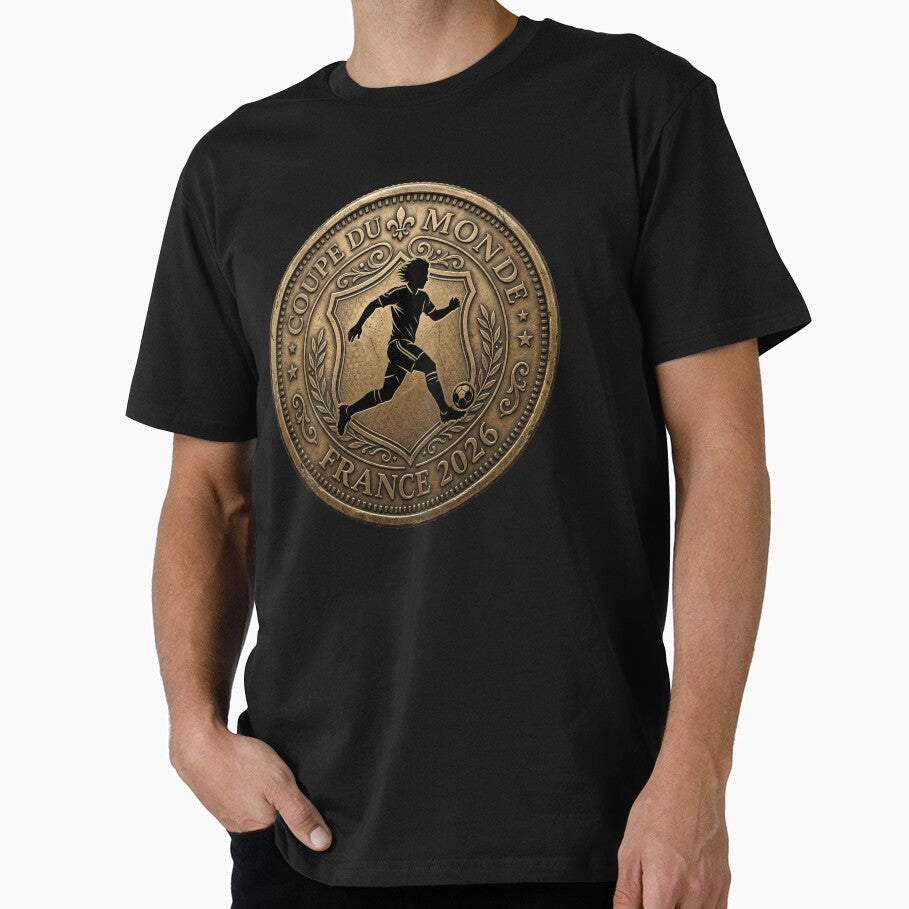 France 2026  Vintage Bronze Coin Football Retro Style by David Mateo ArtWorks Unisex T-shirt, Sweatshirt, Hoodie, Long Sleeve Tee - T-Shirt, Sweatshirt, Hoodie