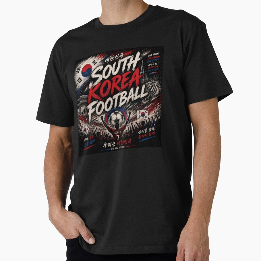 South Korea Football Typography Design | Modern Soccer Fan Artwork by TKOprintdesigns Unisex T-shirt, Sweatshirt, Hoodie, Long Sleeve Tee - T-Shirt, Sweatshirt, Hoodie