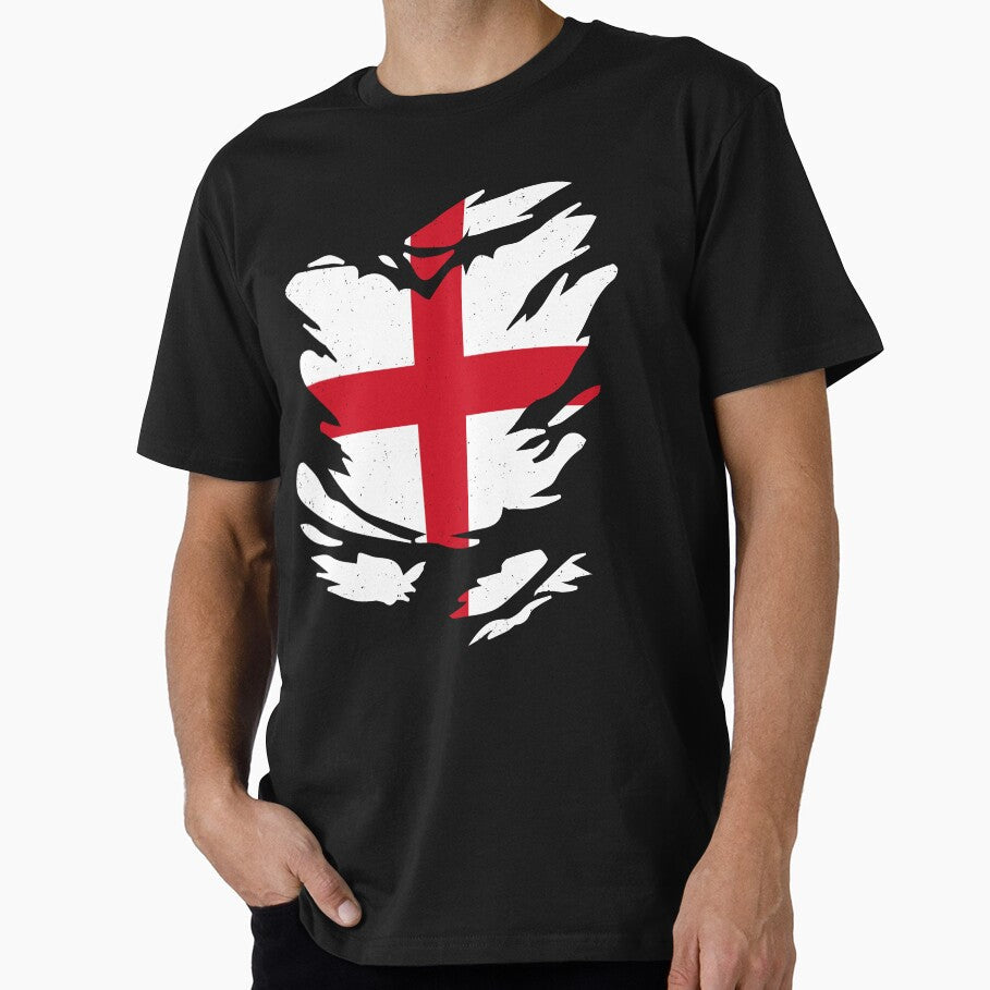 RIPPED SHIRT FLAG INSIDE - ENGLAND - Fans and Teams for Men and Women T-shirt by wallsandpatts - T-Shirt, Sweatshirt, Hoodie