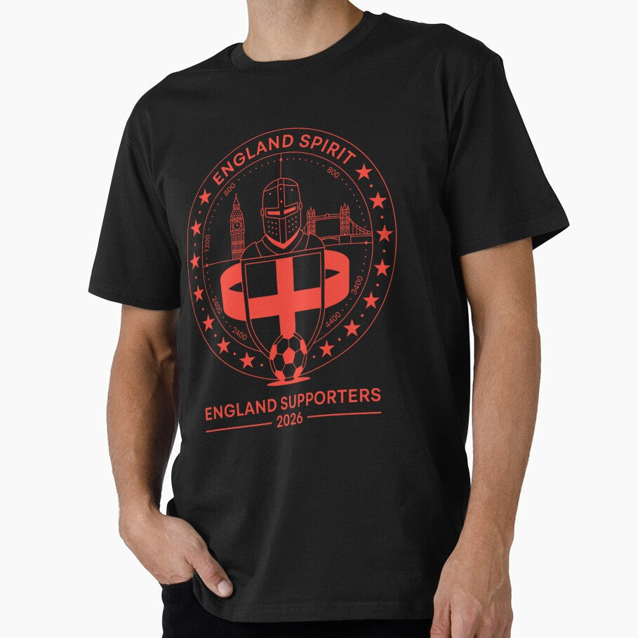 England Spirit 2026  Red Knight Shield Football Supporters by Inner Flame Studio Unisex T-shirt, Sweatshirt, Hoodie, Long Sleeve Tee - T-Shirt, Sweatshirt, Hoodie