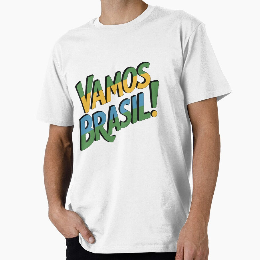 Vamos Brasil (Lets go Brazil) Brazilian Colors Football Fan Green Yellow Blue White by paulo silveira - T-Shirt, Sweatshirt, Hoodie