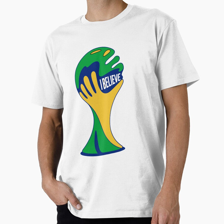 Brazil Soccer I Believe Trophy  Football Fan with Championship Cup Design by paulo silveira - T-Shirt, Sweatshirt, Hoodie
