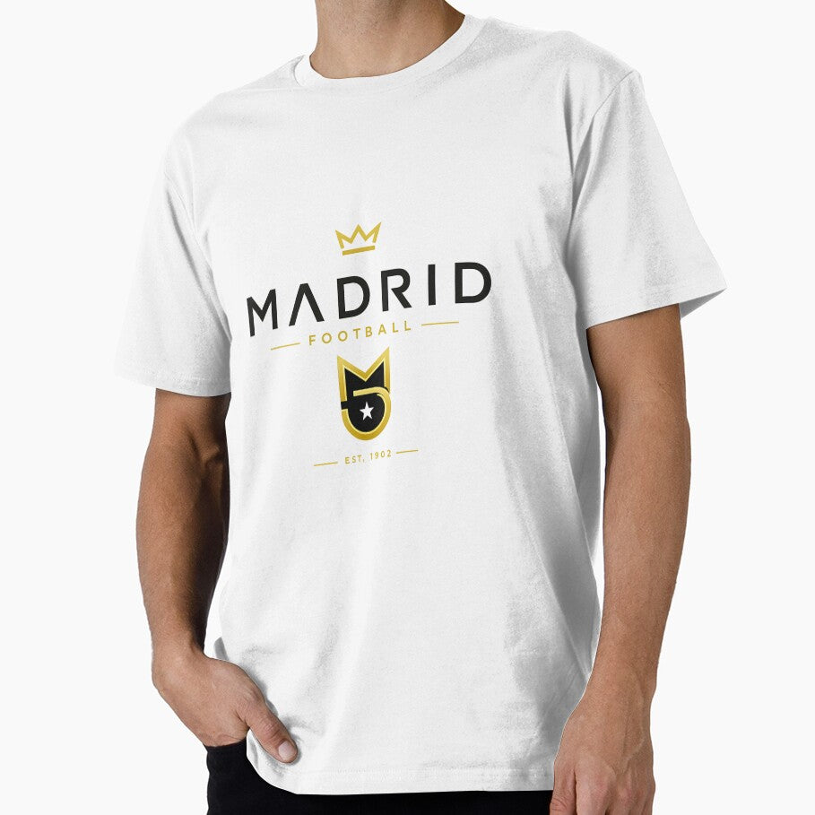 Madrid Football Ultra Modern Minimal Logo | City Pride Soccer Design | Gold Edition by TKOprintdesigns - T-Shirt, Sweatshirt, Hoodie