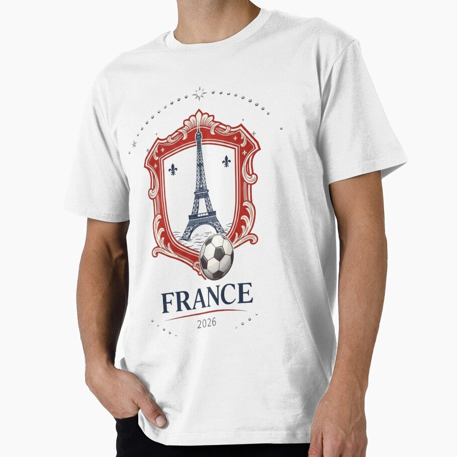 France 2026 Football Crest  Paris Eiffel Tower Soccer Supporters Design by Inner Flame Studio - T-Shirt, Sweatshirt, Hoodie