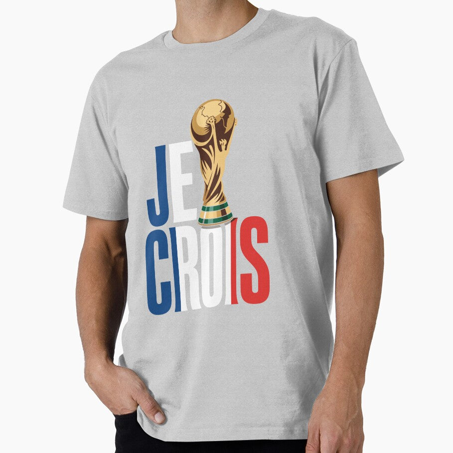France Soccer I Believe Trophy  French Football Fan with Championship Cup Design by paulo silveira - T-Shirt, Sweatshirt, Hoodie
