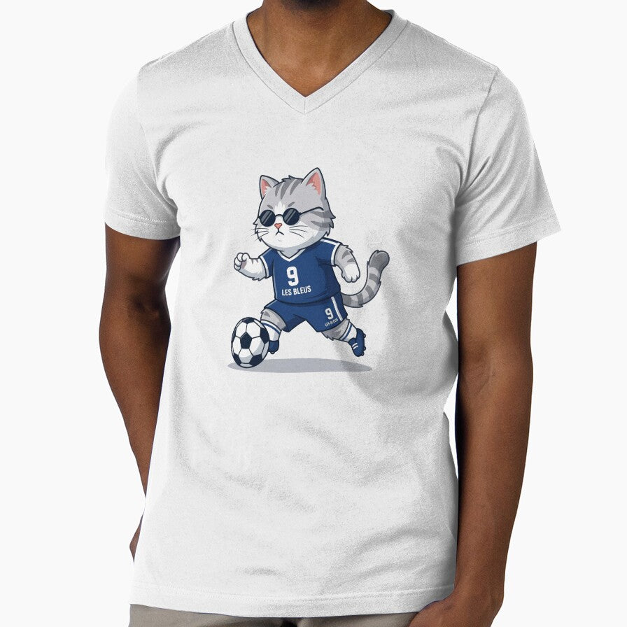 France Soccer Cat Sprinting  Les Bleus Number 9 Cartoon by David Mateo ArtWorks Unisex T-shirt, Sweatshirt, Hoodie, Long Sleeve Tee - T-Shirt, Sweatshirt, Hoodie