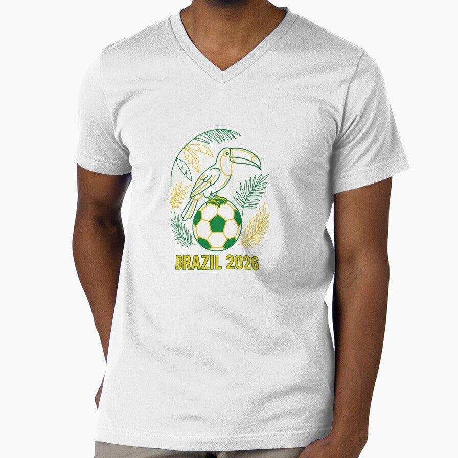 Brazil 2026 Toucan Tropical Soccer Ball  Botanical Illustration by David Mateo ArtWorks Unisex T-shirt, Sweatshirt, Hoodie, Long Sleeve Tee - T-Shirt, Sweatshirt, Hoodie