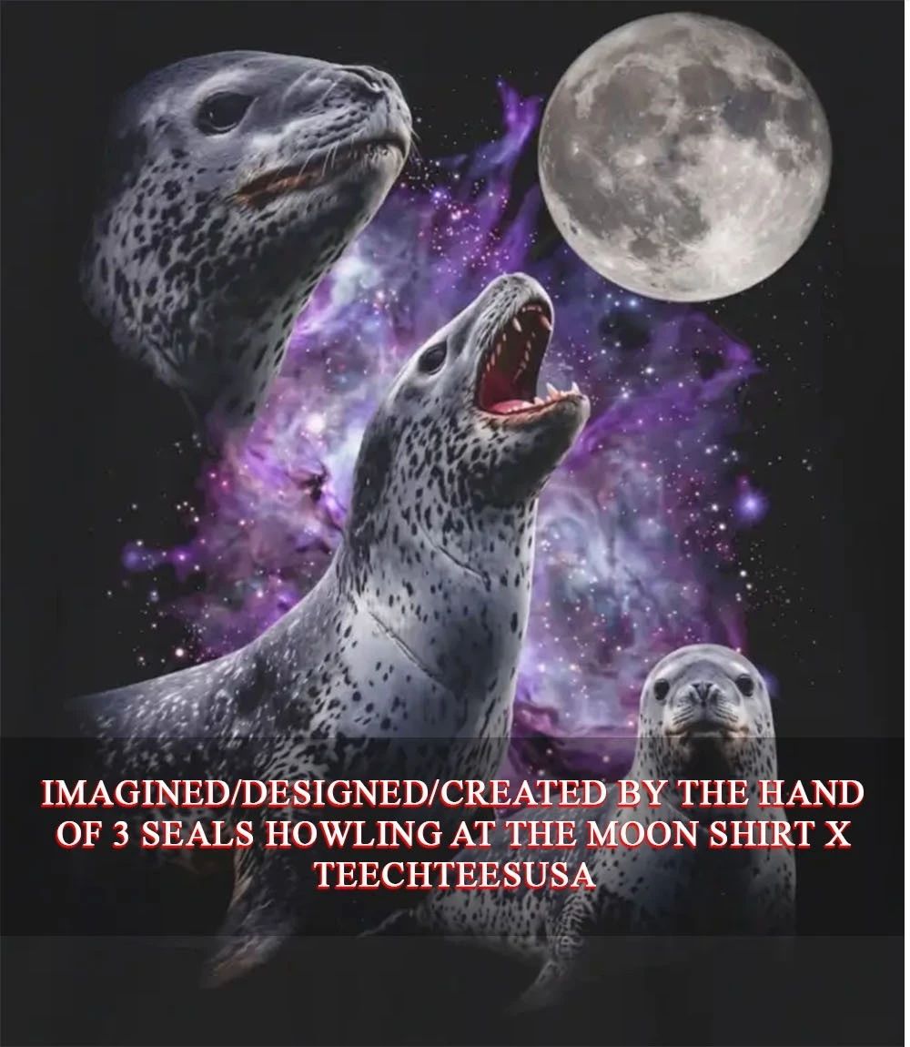 3 seals howling at the moon shirt Unisex T-shirt, Sweatshirt, Hoodie, Long Sleeve Tee - T-Shirt, Sweatshirt, Hoodie