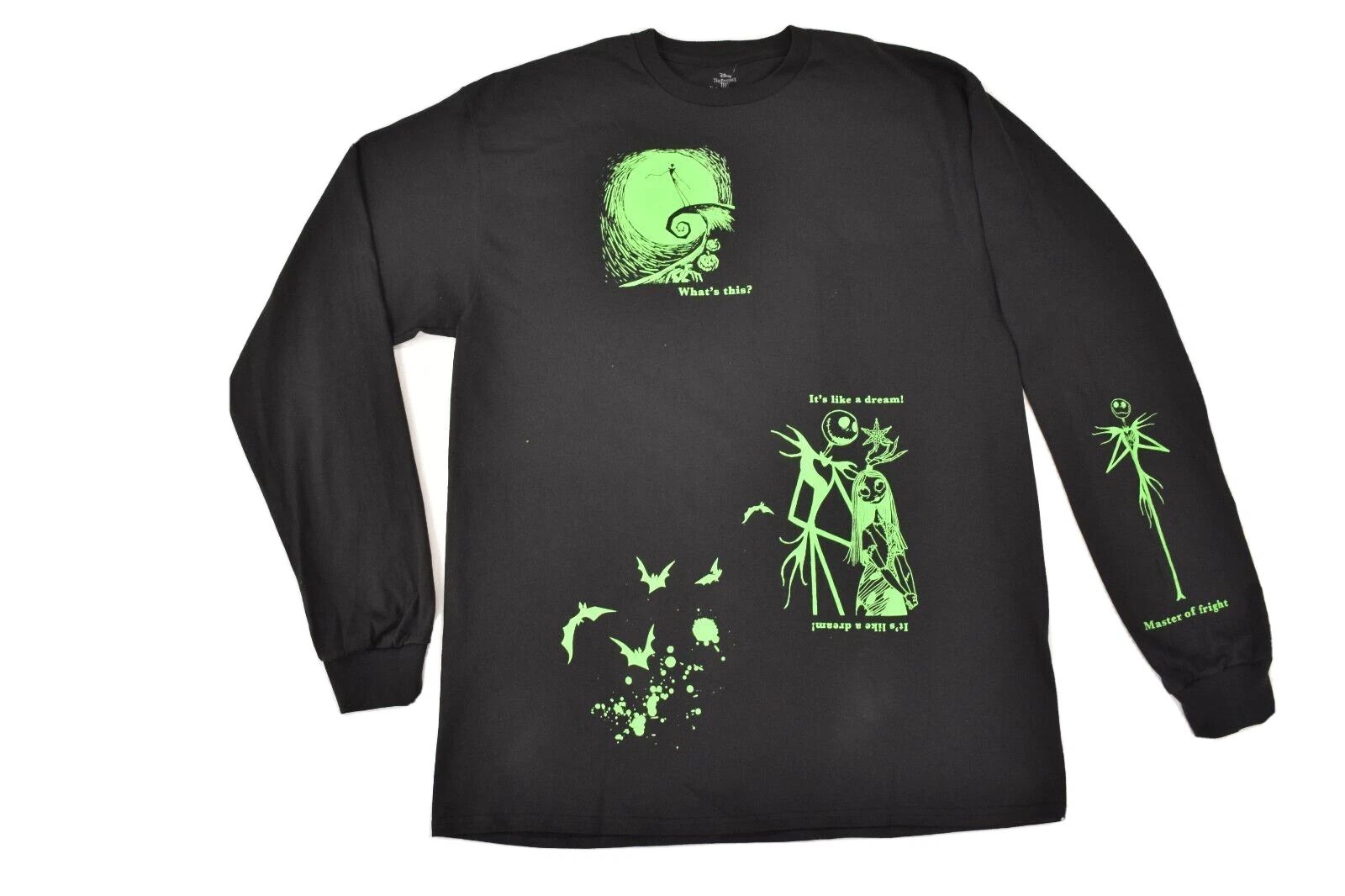 The Nightmare Before Christmas Mens 2-Sided Long Sleeve Black Shirt NWT L Unisex T-shirt, Sweatshirt, Hoodie, Long Sleeve Tee - T-Shirt, Sweatshirt, Hoodie