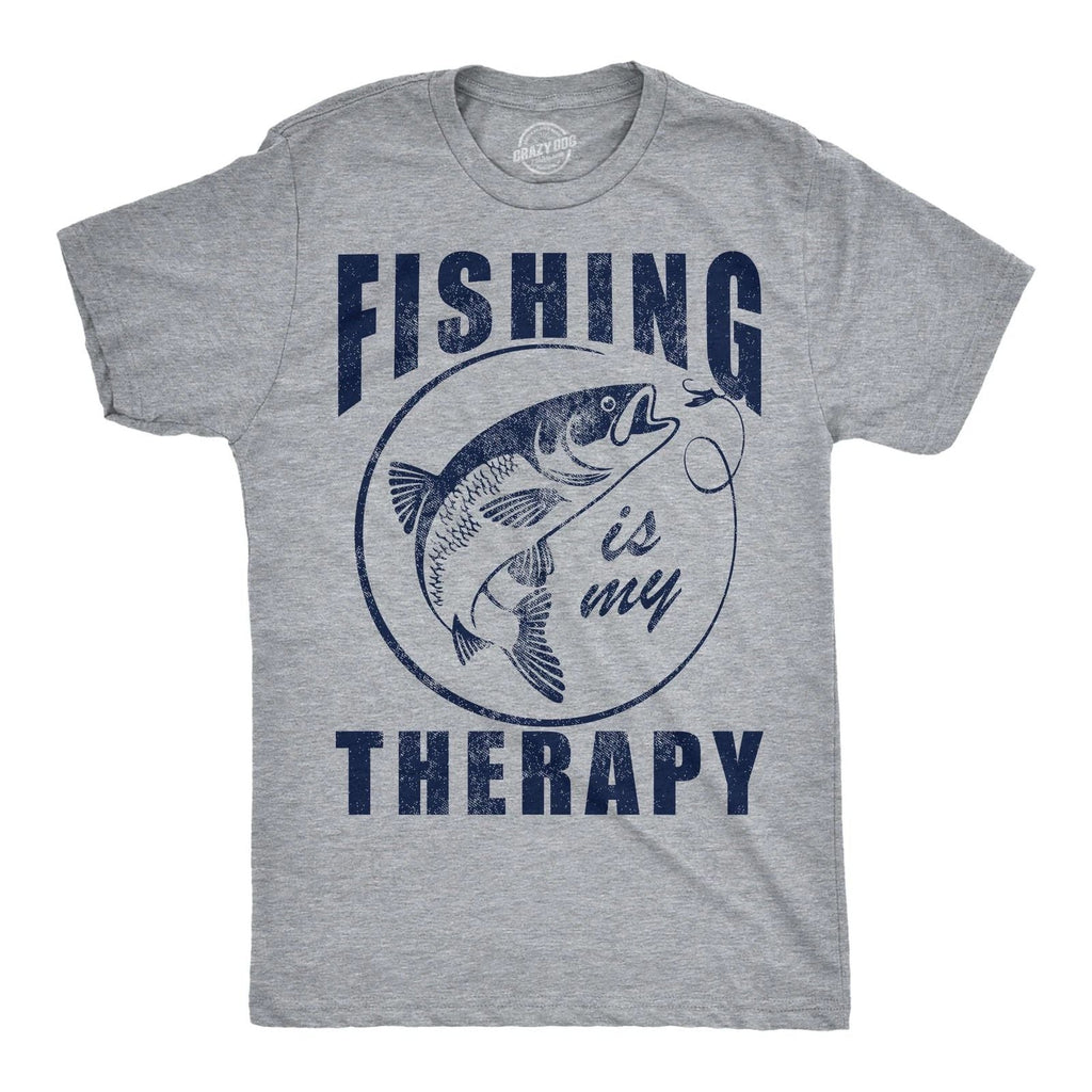Mens Funny T Shirts Fishing Is My Therapy Sarcastic Fish Graphic Novelty Tee for Unisex T-shirt, Sweatshirt, Hoodie, Long Sleeve Tee - T-Shirt, Sweatshirt, Hoodie