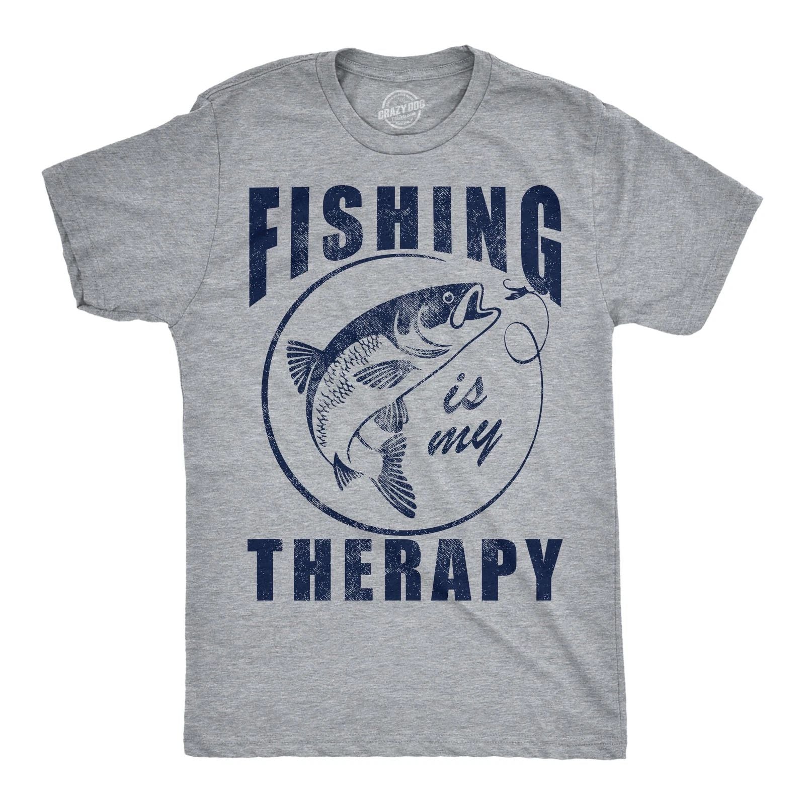 Mens Funny T Shirts Fishing Is My Therapy Sarcastic Fish Graphic Novelty Tee for Unisex T-shirt, Sweatshirt, Hoodie, Long Sleeve Tee - T-Shirt, Sweatshirt, Hoodie