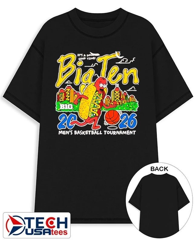 2026 Big Ten Mens Basketball Tournament hotdog skyline shirt by bigtenstore Unisex T-shirt, Sweatshirt, Hoodie, Long Sleeve Tee - T-Shirt, Sweatshirt, Hoodie