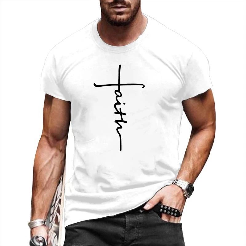 T Shirt Men Faith Cross White Short Sleeve T-Shirts Silky Graphic Fashion Casual Unisex T-shirt, Sweatshirt, Hoodie, Long Sleeve Tee - T-Shirt, Sweatshirt, Hoodie