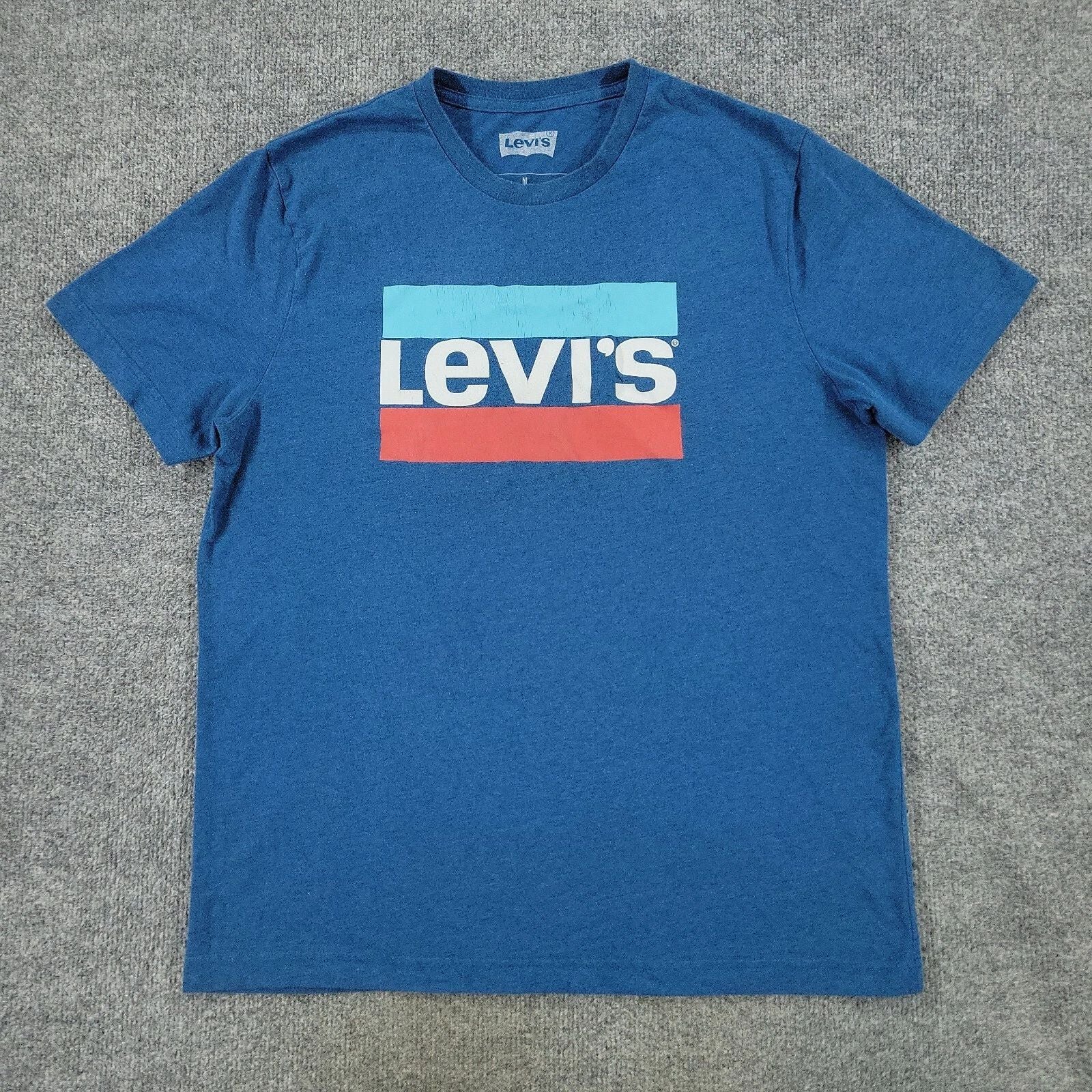 Levi's Shirt Men's Medium Blue Logo Graphic Short Sleeve Pullover Stretch Adult Unisex T-shirt, Sweatshirt, Hoodie, Long Sleeve Tee - T-Shirt, Sweatshirt, Hoodie