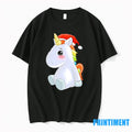 Rainbow Unicorn Santa Hat Christmas Cute Tshirts Sweater Unisex T-shirt, Sweatshirt, Hoodie, Long Sleeve Tee - T-Shirt, Sweatshirt, Hoodie