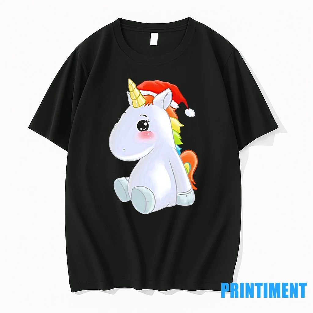 Rainbow Unicorn Santa Hat Christmas Cute Tshirts Sweater Unisex T-shirt, Sweatshirt, Hoodie, Long Sleeve Tee - T-Shirt, Sweatshirt, Hoodie