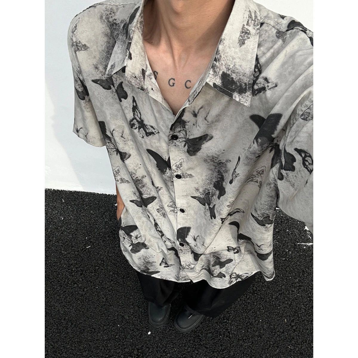 Men's Summer Fashion Trend Short Sleeved Shirt Street Loose Printed Shirt New Unisex T-shirt, Sweatshirt, Hoodie, Long Sleeve Tee - T-Shirt, Sweatshirt, Hoodie
