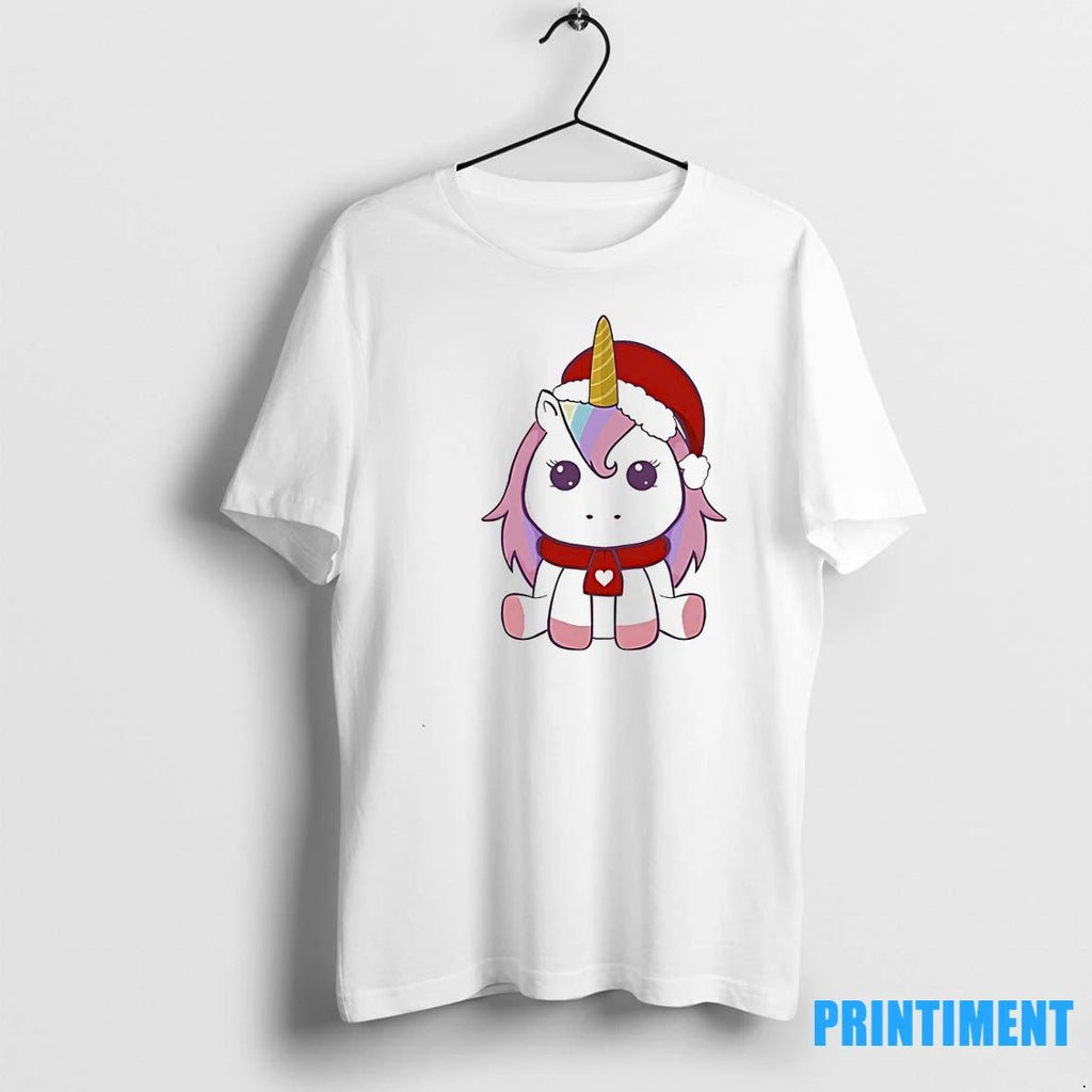 Unicorn Cute Pink With Scarf Heart Christmas Tshirts Sweater Unisex T-shirt, Sweatshirt, Hoodie, Long Sleeve Tee - T-Shirt, Sweatshirt, Hoodie