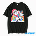 Santa Riding Unicorn Rainbow Clouds Christmas Tshirts Sweater Unisex T-shirt, Sweatshirt, Hoodie, Long Sleeve Tee - T-Shirt, Sweatshirt, Hoodie